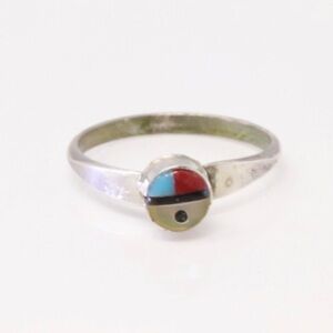 Native America Zuni Sterling Silver Multi-Color Ring.